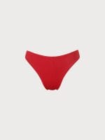 Red Solid Low Waisted Bikini Bottom - Image 6