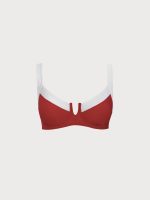 Red Contrast V Notch Plus Size Bikini Top - Image 7