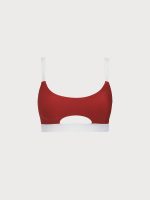 Red Contrast Cutout Plus Size Bikini Top - Image 5