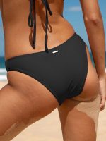 ECONYL® Black Solid Low Waisted Bikini Bottom - Image 3
