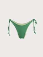 Ribbed Tie Reversible Bikini Bottom-Green - Image 7