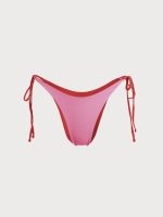 Ribbed Tie Reversible Bikini Bottom-Red - Image 9