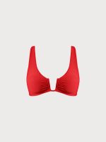 Red U-Ring Cross Back Plus Size Bikini Top - Image 6