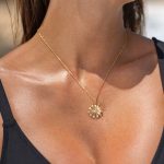 Gold Copper Sunflower Necklace