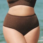 Dark Coffee Lurex Plus Size Bikini Bottom