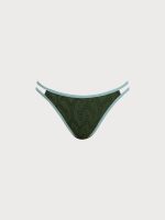 Dark Green Textured Cutout Bikini Bottom - Image 6