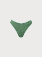 Dark Green Contrast Jacquard Bikini Bottom - Image 7