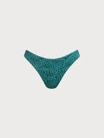 Dark Green Jacquard Bikini Bottom - Image 7