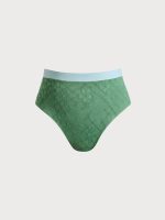 Dark Green Contrast Trim Plus Size Bikini Bottom - Image 4