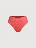 Red Jacquard V Cut Plus Size Bikini Bottom - Image 6