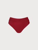 Red Ruched Plus Size Bikini Bottom - Image 5