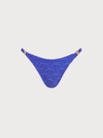 Royal Blue Textured Gold-Accented Bikini Bottom - Image 9