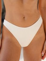Off White Solid Bikini Bottom