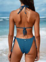 Blue Jacquard Tie Bikini Bottom - Image 2