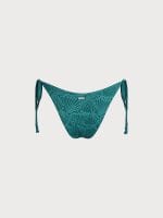 Dark Green Jacquard Tie Bikini Bottom - Image 10