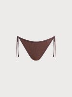 Dark Coffee Lurex Tie Bikini Bottom - Image 6