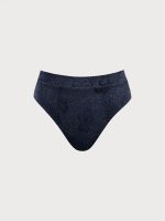 Blue Shimmer Textured High Waisted Bikini Bottom - Image 6