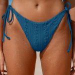 Blue Jacquard Tie Bikini Bottom