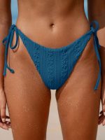 Blue Jacquard Tie Bikini Bottom
