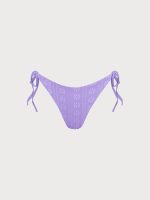 Purple Jacquard Tie Bikini Bottom - Image 5