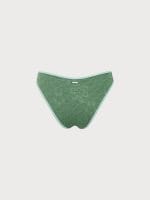 Dark Green Contrast Jacquard Bikini Bottom - Image 8