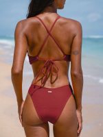 Wine Red Solid Bikini Bottom - Image 2