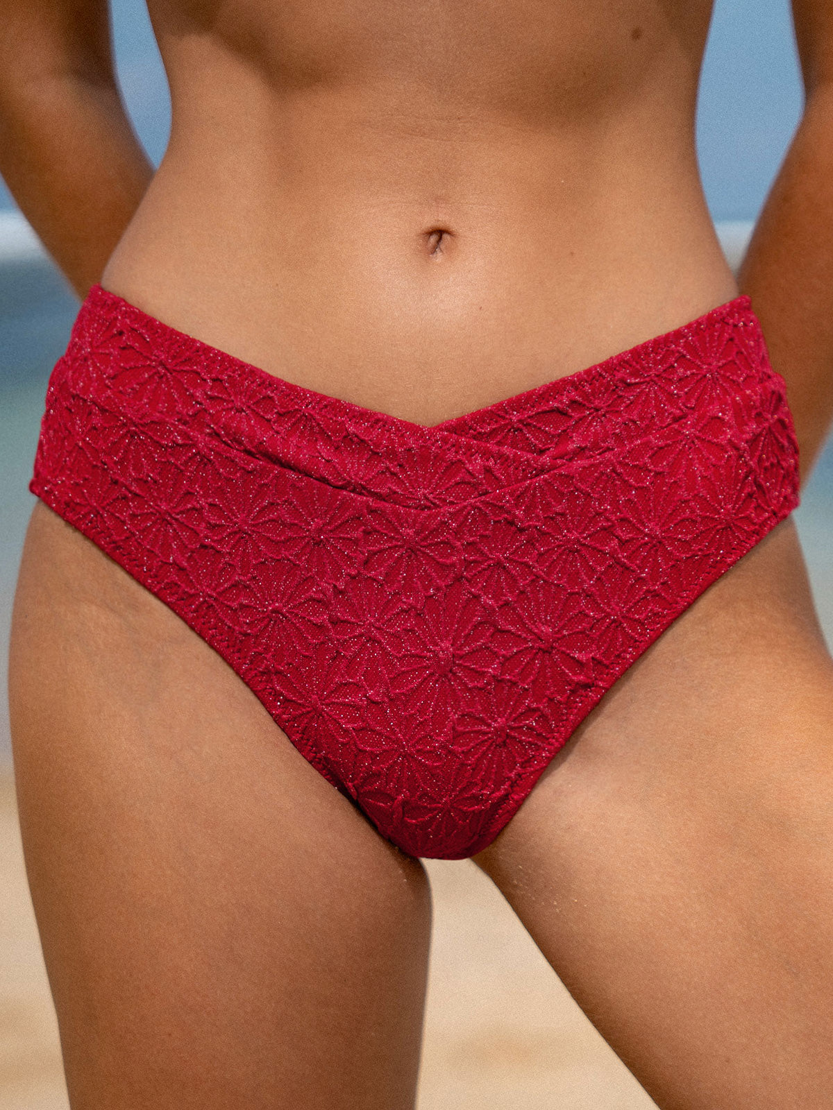 women-knitted-nylon-bikini-bottoms-sustainable-bikinis-ttbikj Wine Red Textured Full Coverage Bikini Bottom - Image 1