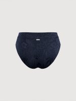 Blue Shimmer Textured High Waisted Bikini Bottom - Image 7
