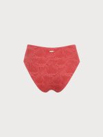 Red Jacquard Full Coverage Bikini Bottom - Image 6