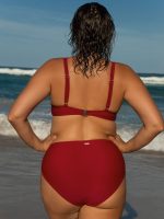Red Ruched Plus Size Bikini Bottom - Image 2