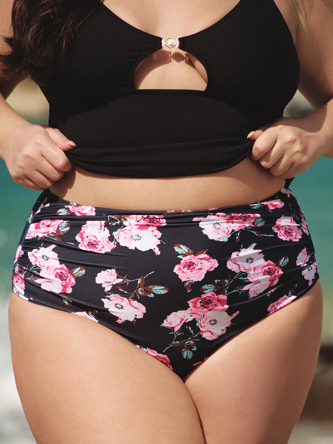 women-knitted-nylon-bikini-bottoms-sustainable-plus_size_bikinis-9lxmtd Black Floral Plus Size Bikini Bottom - Image 1