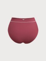 Brick Red Contrast Stitch Plus Size Bikini Bottom - Image 7