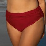 Red Ruched Plus Size Bikini Bottom
