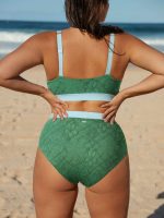 Dark Green Contrast Trim Plus Size Bikini Bottom - Image 2