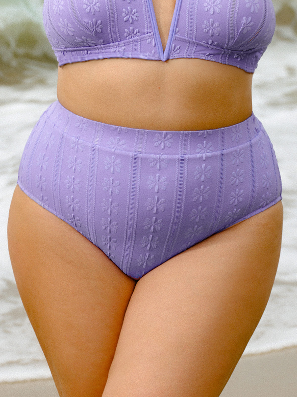 women-knitted-nylon-bikini-bottoms-sustainable-plus_size_bikinis-whs8fi Purple Jacquard Plus Size Bikini Bottom - Image 1