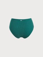 Green Lurex Ruched Plus Size Bikini Bottom - Image 6