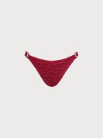 Wine Red Textured O-Ring Bikini Bottom - Image 5