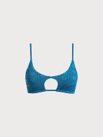 Blue Jacquard Cut Out Bikini Top - Image 6