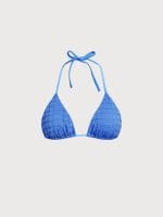 Blue Mesh Halter Triangle Bikini Top - Image 5