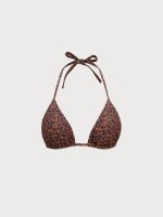 Leopard Print Halter Triangle Bikini Top - Image 6
