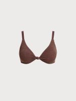Dark Coffee Shimmer Plus Size Bikini Top - Image 5