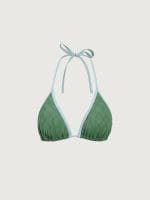 Dark Green Jacquard Halter Bikini Top - Image 7