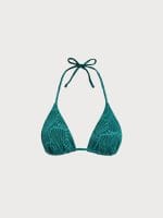 Dark Green Textured Triangle Bikini Top - Image 8