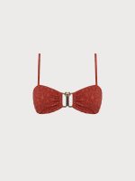 Orange Gold-Clasp Textured Bikini Top - Image 6