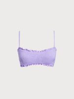 Purple Textured Ruffled Bandeau Bikini Top - Image 6