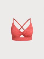 Red Jacquard Twist Plus Size Bikini Top - Image 6