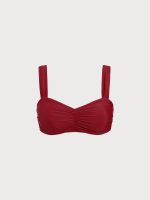 Red Ruched Plus Size Bikini Top - Image 5