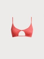 Red Jacquard Cut Out Bikini Top - Image 7