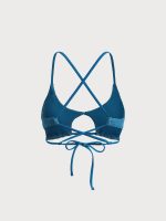 Blue Jacquard Cut Out Bikini Top - Image 7