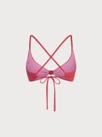 Red-Pink Reversible Knot X Cross Bikini Top - Image 8